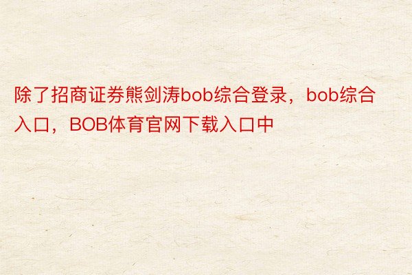 除了招商证券熊剑涛bob综合登录，bob综合入口，BOB体育官网下载入口中