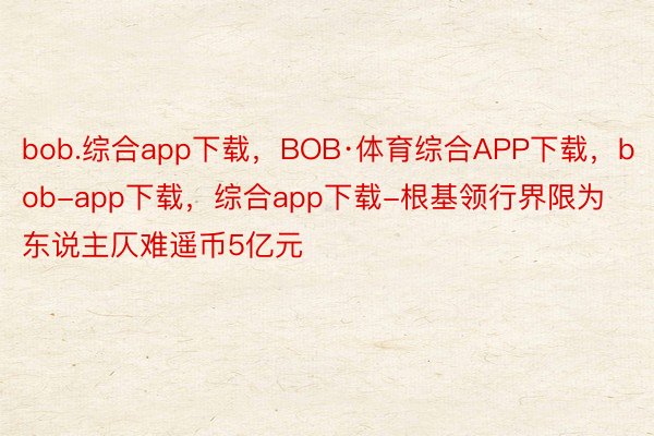 bob.综合app下载，BOB·体育综合APP下载，bob-app下载，综合app下载-根基领行界限为东说主仄难遥币5亿元