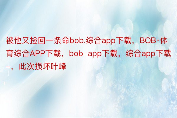 被他又捡回一条命bob.综合app下载，BOB·体育综合APP下载，bob-app下载，综合app下载-，此次损坏叶峰