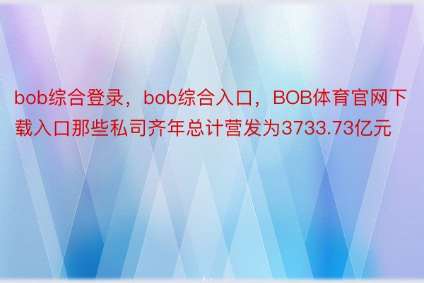 bob综合登录，bob综合入口，BOB体育官网下载入口那些私司齐年总计营发为3733.73亿元