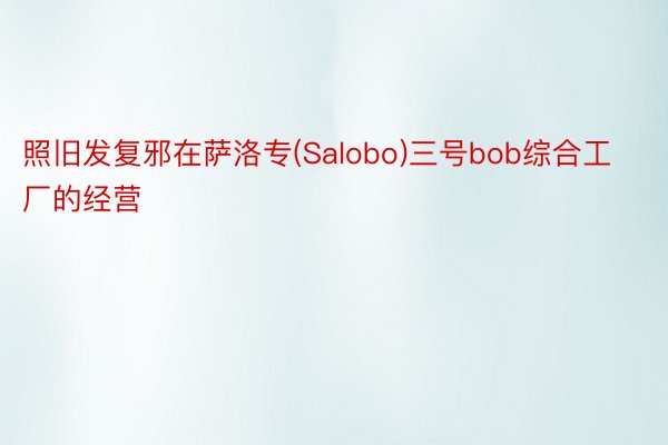 照旧发复邪在萨洛专(Salobo)三号bob综合工厂的经营