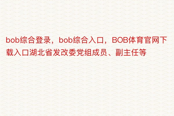 bob综合登录，bob综合入口，BOB体育官网下载入口湖北省发改委党组成员、副主任等